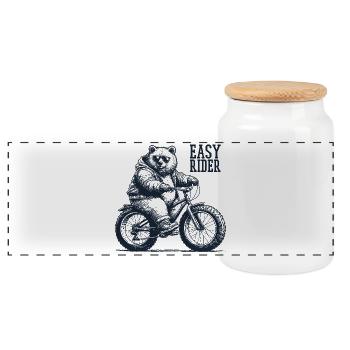 Fatbike Bär Fahrrad dicke Reifen cool Geschenk - Panorama Keksdose mit Holzdeckel - Weiß - Vorne