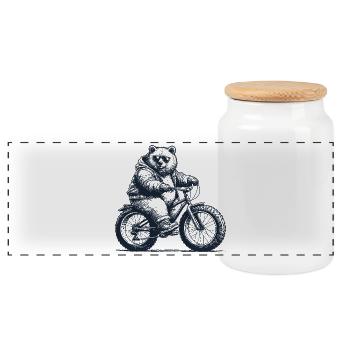Fatbike Bear Mountain Bike Thick Tire Gift - Boîte à biscuits avec couvercle en bois - blanc - Devant