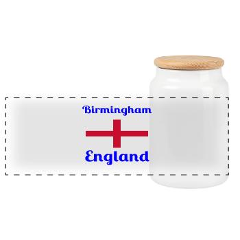 Birmingham England - Stylish prints - Panoramic Cookie Jar with Wooden Lid - white - Front