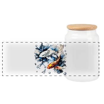 Koïs et bulles - Boîte à biscuits avec couvercle en bois - blanc - Devant
