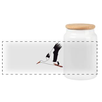 cigogne volante - Boîte à biscuits avec couvercle en bois - blanc - Devant