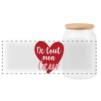 Coeur rouge avec lettrage romantique - Boîte à biscuits avec couvercle en bois - blanc - Devant