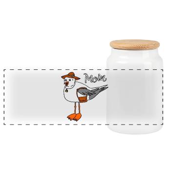 Mouette avec sac à main Moin Mer Baltique Mer du Nord Vacances - Boîte à biscuits avec couvercle en bois - blanc - Devant
