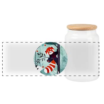 Panda roux heureux dans la jungle - Boîte à biscuits avec couvercle en bois - blanc - Devant