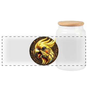 Oiseau Steampunk (01) - Boîte à biscuits avec couvercle en bois - blanc - Devant