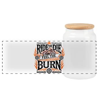 Ride or Die – Feel the Burn - Panoramic Cookie Jar with Wooden Lid - white - Front