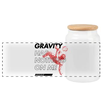 Gravity-free overhead kick – Football art - Panoramic Cookie Jar with Wooden Lid - white - Front