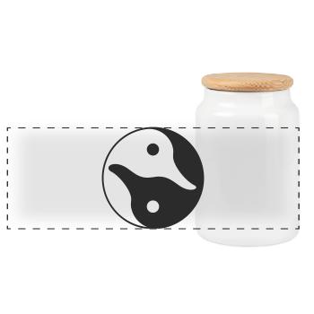 Canard Yin Yang - Boîte à biscuits avec couvercle en bois - blanc - Devant