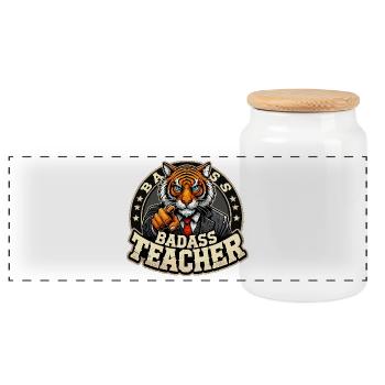 Knallharter Lehrer Tiger streng cool Geschenk - Panorama Keksdose mit Holzdeckel - Weiß - Vorne