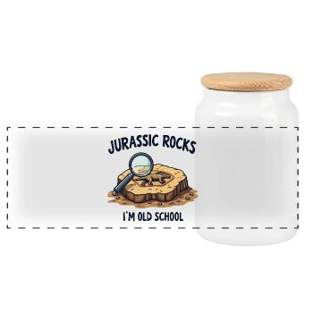 I'm Old School - Panoramic Cookie Jar with Wooden Lid - white - Front