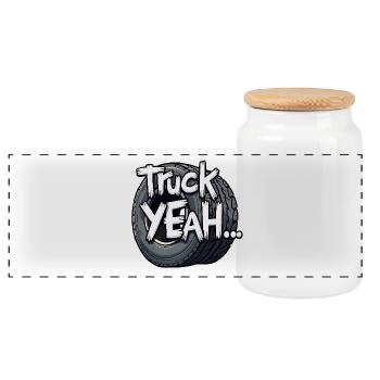 Truck Yeah! - Panorama Keksdose mit Holzdeckel - Weiß - Vorne