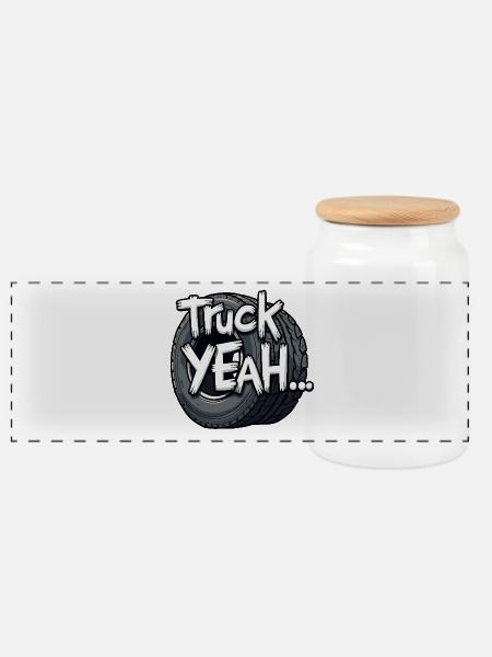 Truck Yeah! - Panorama Keksdose mit Holzdeckel - Weiß