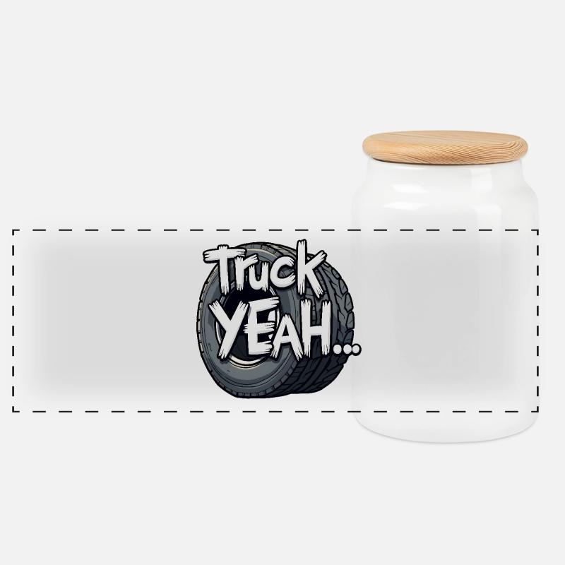 Truck Yeah! - Panorama Keksdose mit Holzdeckel - Weiß