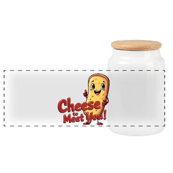 Cheese to Meet You! - Panoramic Cookie Jar with Wooden Lid - white - Front