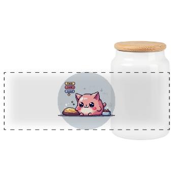 Pixel Pet - Retro Gaming - Panorama Keksdose mit Holzdeckel - Weiß - Vorne