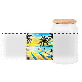 Beach - Panorama Keksdose mit Holzdeckel - Weiß - Vorne