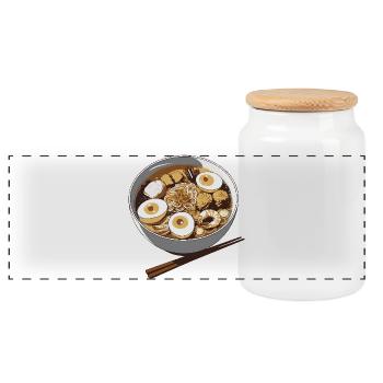 Ramen Eier Bowl Illustration - Panorama Keksdose mit Holzdeckel - Weiß - Vorne