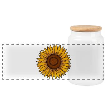 Sonnenblume - Panorama Keksdose mit Holzdeckel - Weiß - Vorne