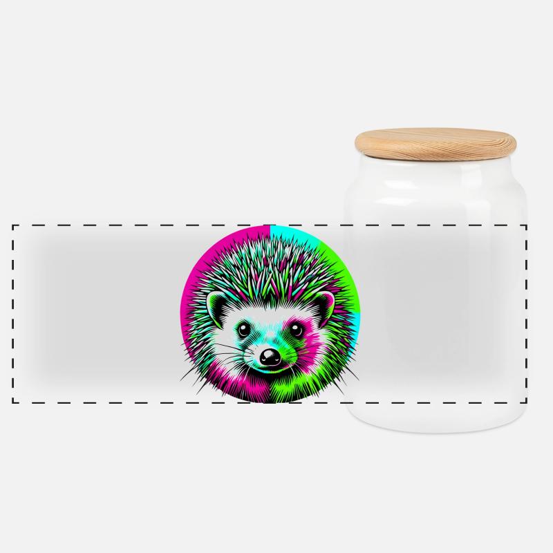 Igel - Panorama Keksdose mit Holzdeckel - Weiß