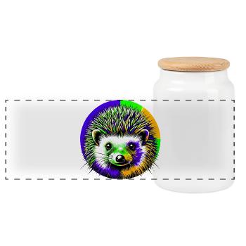 Igel - Panorama Keksdose mit Holzdeckel - Weiß - Vorne