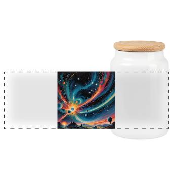 a little bit in space - Panorama Keksdose mit Holzdeckel - Weiß - Vorne