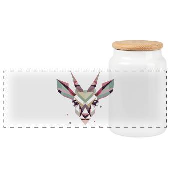 Colorful Dikdik Head – Modern Elegance of the Wilderness - Panoramic Cookie Jar with Wooden Lid - white - Front
