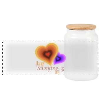 Valentinstag - Groovy Flash Herzen - Panorama Keksdose mit Holzdeckel - Weiß - Vorne