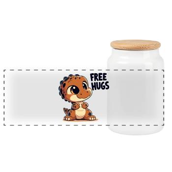 T-Rex Cute Baby Dino Babydino Dinobaby Gift - Panoramic Cookie Jar with Wooden Lid - white - Front