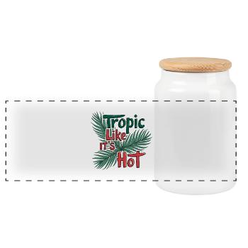 Tropic Like It's Hot - Panoramic Cookie Jar with Wooden Lid - white - Front