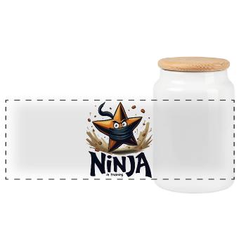 Étoile de ninja en formation - Boîte à biscuits avec couvercle en bois - blanc - Devant
