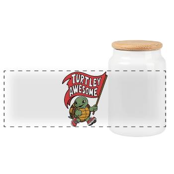 Turtley Génial Drapeau Tortue - Boîte à biscuits avec couvercle en bois - blanc - Devant