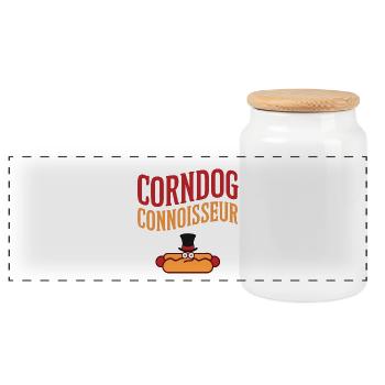 Corndog Connoisseur - Panorama Keksdose mit Holzdeckel - Weiß - Vorne