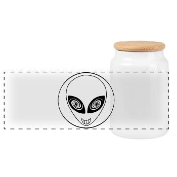 Extraterrestre et galaxie - Boîte à biscuits avec couvercle en bois - blanc - Devant