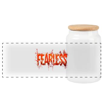 Heißes Feuerloses Schriftbild - Panorama Keksdose mit Holzdeckel - Weiß - Vorne