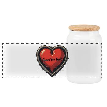 Garde ton cœur - Boîte à biscuits avec couvercle en bois - blanc - Devant