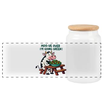 Moo-ve fini, je me mets au vert ! - Boîte à biscuits avec couvercle en bois - blanc - Devant