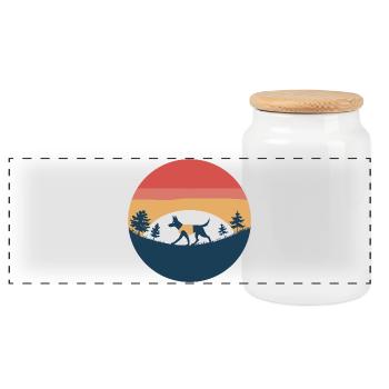 Hiking with Dog - Panoramic Cookie Jar with Wooden Lid - white - Front