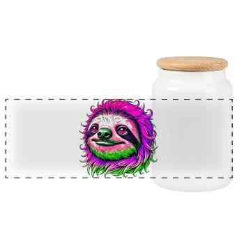Sloth - Panoramic Cookie Jar with Wooden Lid - white - Front