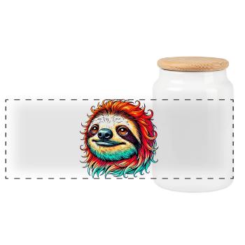 Paresse - Boîte à biscuits avec couvercle en bois - blanc - Devant