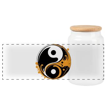 YIN ET YANG - Boîte à biscuits avec couvercle en bois - blanc - Devant