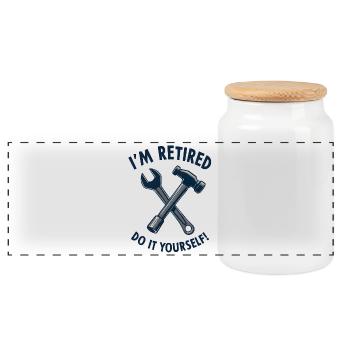 I'm Retired, Do It Yourself! - Panorama Keksdose mit Holzdeckel - Weiß - Vorne