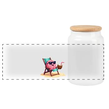 Mentally Checked Out - Panoramic Cookie Jar with Wooden Lid - white - Front