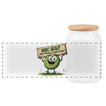Disc Golf - Where The Grass is Always Greener - Panorama Keksdose mit Holzdeckel - Weiß - Vorne