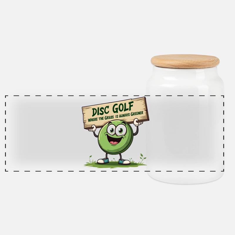 Disc Golf - Where The Grass is Always Greener - Panorama Keksdose mit Holzdeckel - Weiß