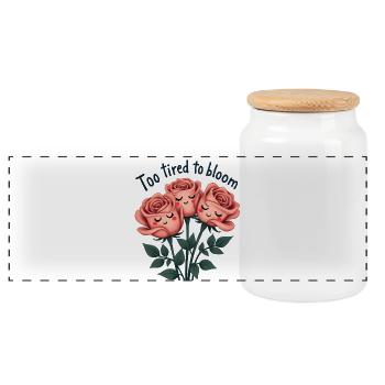 Trop fatigué pour fleurir - Boîte à biscuits avec couvercle en bois - blanc - Devant