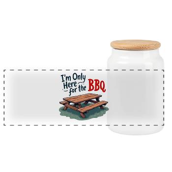 Seulement ici pour le BBQ - Boîte à biscuits avec couvercle en bois - blanc - Devant