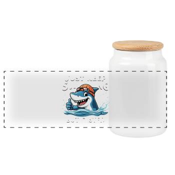 Continuez à nager, mais plus vite - Boîte à biscuits avec couvercle en bois - blanc - Devant