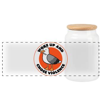 Gangster Seagull – Street Art Vibes - Boîte à biscuits avec couvercle en bois - blanc - Devant