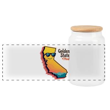 État d’or de l’ - Boîte à biscuits avec couvercle en bois - blanc - Devant