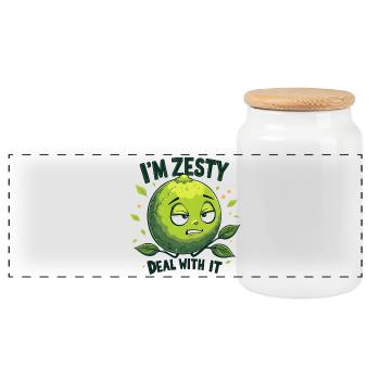 I’m Zesty, Deal With It - Panorama Keksdose mit Holzdeckel - Weiß - Vorne
